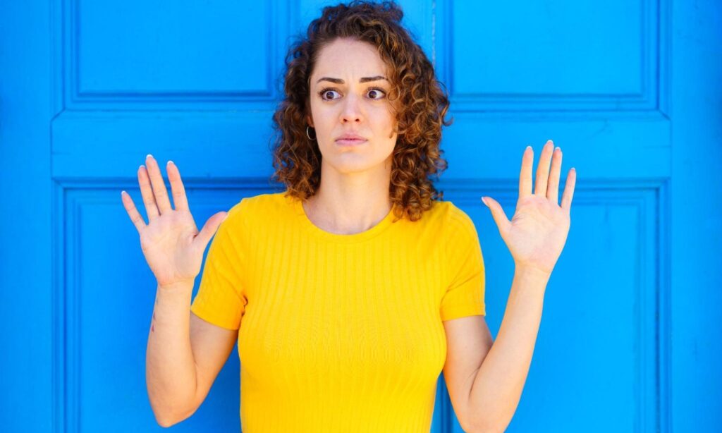 Woman thinking about a color blind test